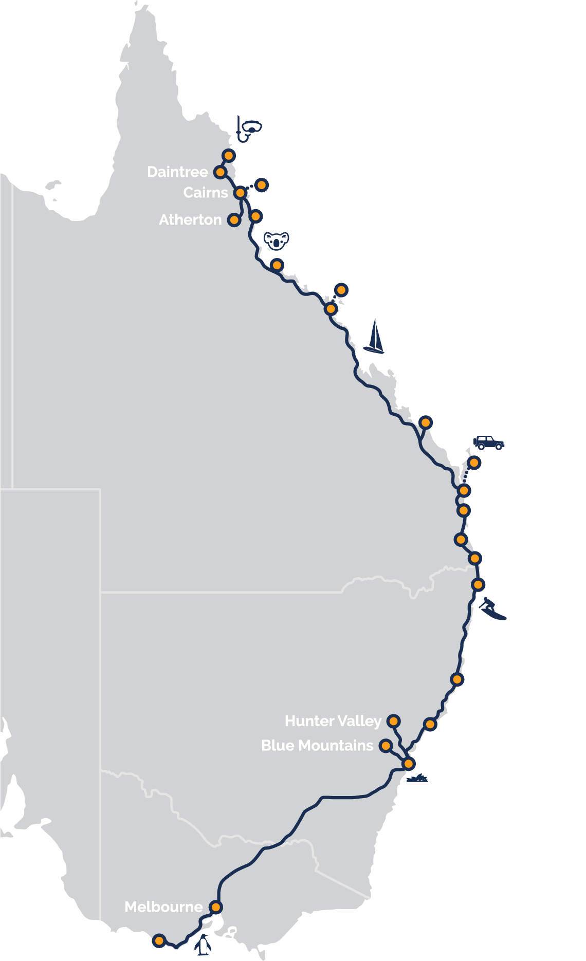 East Coast Tours Interactive Map